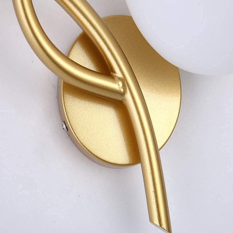 SVDK Wall Lamp Double Head with Lampshade Dimmable Modern LED Bedroom Bedside Lamp for Living Room Wall Light Golden Bulb Not Including Design 2 - Image 4