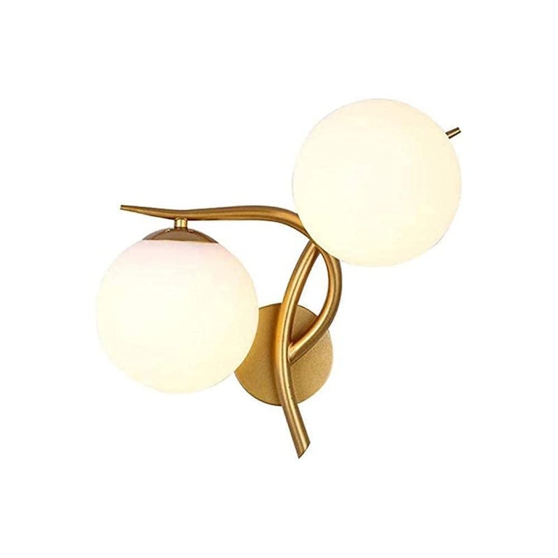 SVDK Wall Lamp Double Head with Lampshade Dimmable Modern LED Bedroom Bedside Lamp for Living Room Wall Light Golden Bulb Not Including Design 2 - Image 2