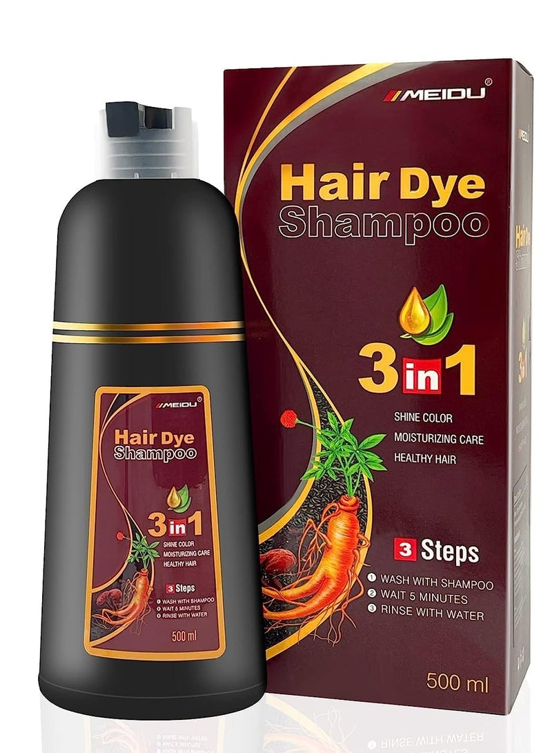 Meidu 3 In One Permanent Coffee Brown Hair Dye Shampo 500ml - Image 3