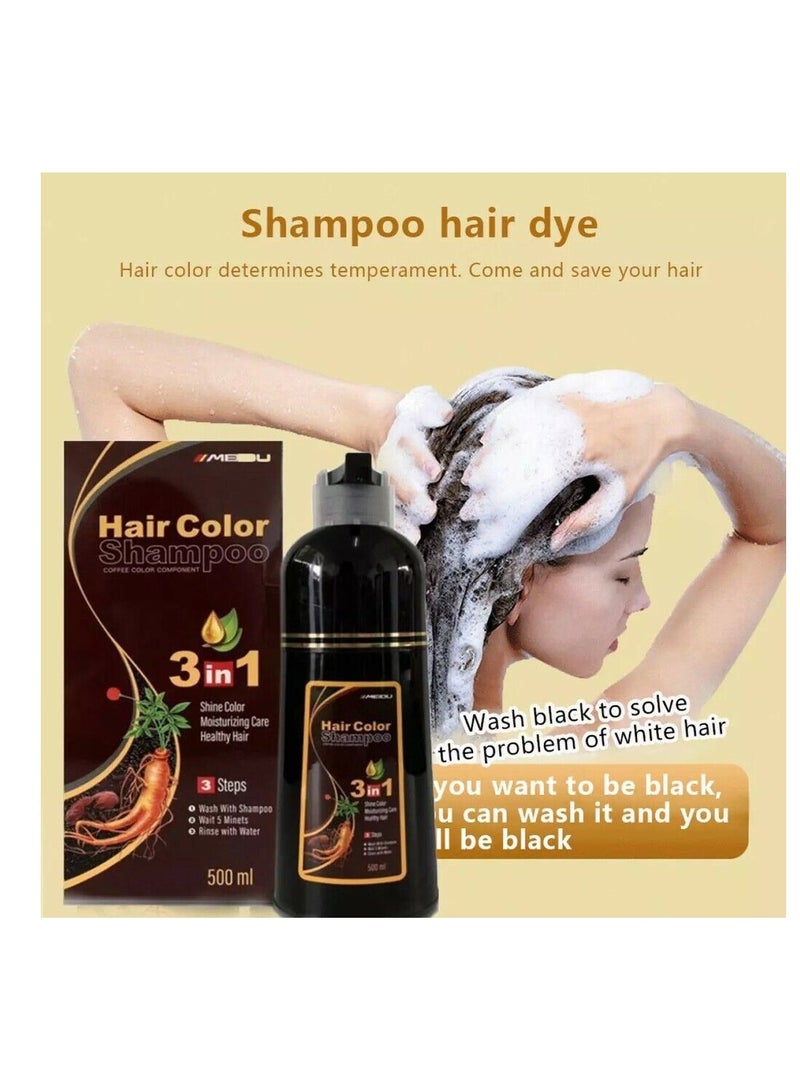 Meidu 3 In One Permanent Coffee Brown Hair Dye Shampo 500ml - Image 4