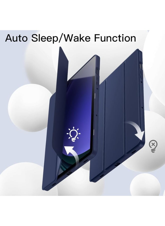 Samsung Galaxy Tab A9+ / A9 Plus Case 11 Inch (2023 Release, SM-X210 / X216 / X218) – Soft TPU Back Trifold Stand Protective Smart Cover with Pen Holder, Flip Case, Auto Wake & Sleep, Blue - Image 2