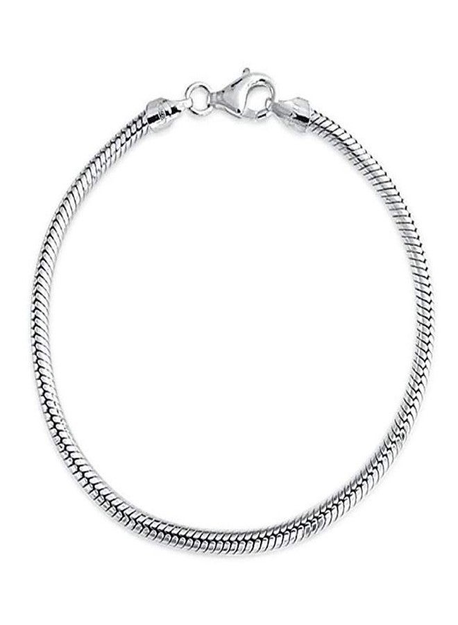 Adabele 1pc Genuine Real Sterling Silver Charm Bracelet 8.5 inch Snake Chain Compatitle with Pandora All Large Hole Charm Beads Mom Birthday Mother's Day Gift SB-36E - Image 1