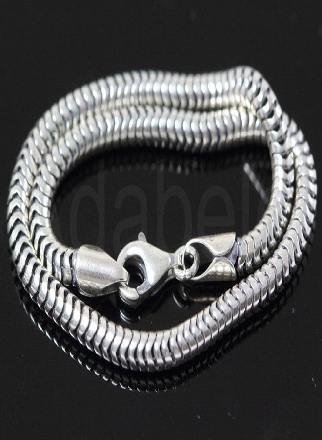 Adabele 1pc Genuine Real Sterling Silver Charm Bracelet 8.5 inch Snake Chain Compatitle with Pandora All Large Hole Charm Beads Mom Birthday Mother's Day Gift SB-36E - Image 5