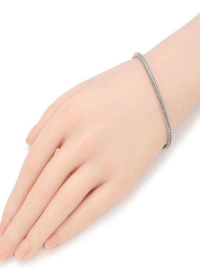 Adabele 1pc Genuine Real Sterling Silver Charm Bracelet 8.5 inch Snake Chain Compatitle with Pandora All Large Hole Charm Beads Mom Birthday Mother's Day Gift SB-36E - Image 3