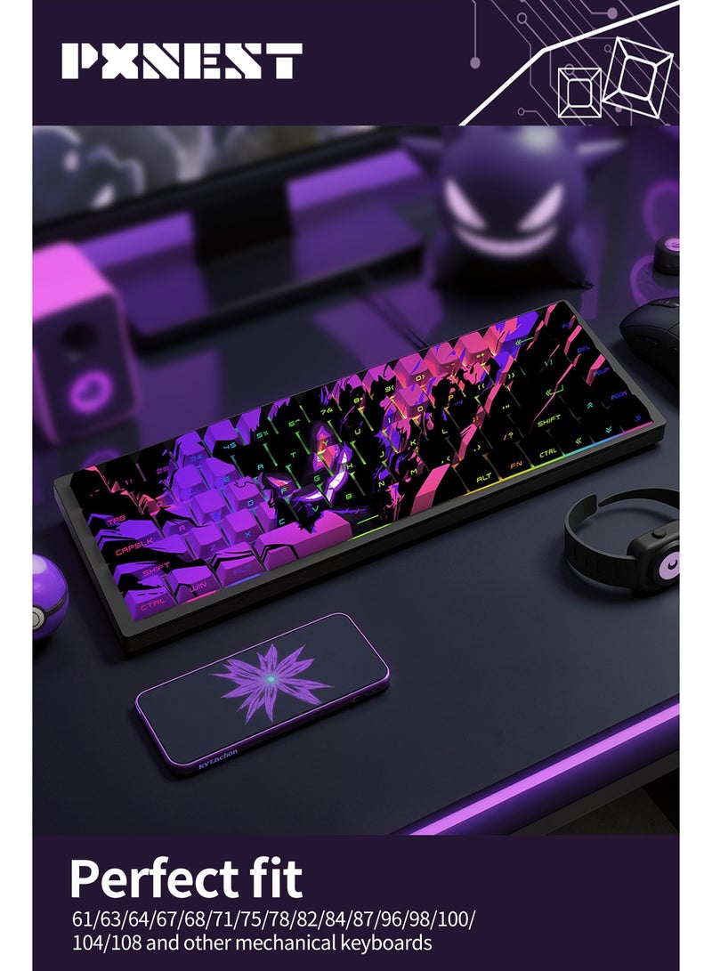 بيكسنست لوحة مفاتيح ميكانيكية بأغطية مفاتيح شفافة من مادة PBT بأحرف جانبية، بتصميم Gengar، أغطية مفاتيح ألعاب PBT مخصصة مكونة من 129 مفتاحًا، ارتفاع أصلي، مناسبة لمفاتيح Cherry MX 61 64 68 84 87104 108 لوحة مفاتيح ميكانيكية - Image 2