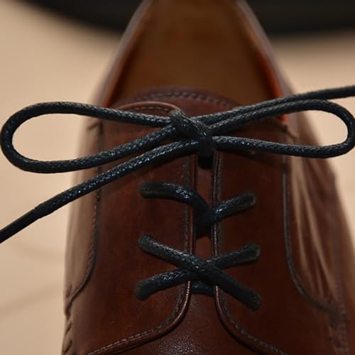 VSUDO Waxed Round 55" Black Dress Shoe Laces for Men, 1/8" Thin Formal Business Oxford Shoe Strings, Dress Shoelaces for Men (2 Pairs-Black-140CM) - Image 3
