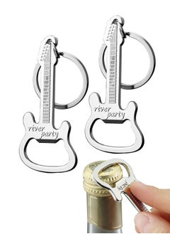 2 Pack Metal Music Guitar Bottle Opener Keychain Pendant Creative And Practical Silver