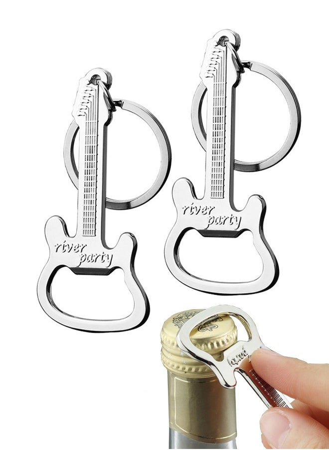 Generic - 2 Pack Metal Music Guitar Bottle Opener Keychain Pendant Creative And Practical Silver - Image 1