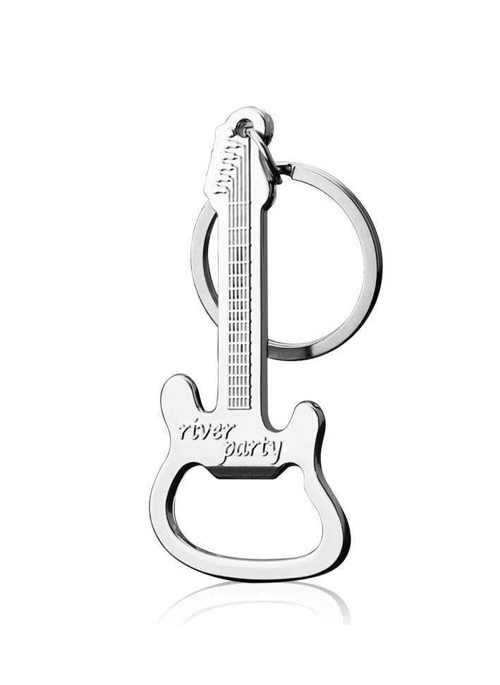 Generic - 2 Pack Metal Music Guitar Bottle Opener Keychain Pendant Creative And Practical Silver - Image 1