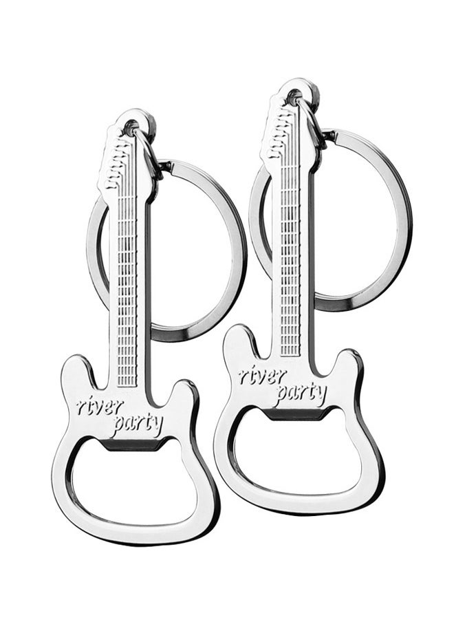 Generic - 2 Pack Metal Music Guitar Bottle Opener Keychain Pendant Creative And Practical Silver - Image 1