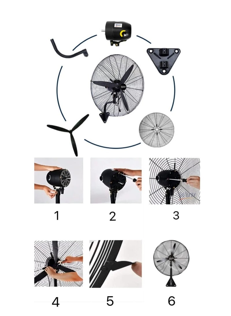 EasyLife - 26 Inch Industrial High Power Wall Mounted Fan, Retro Wall Fan Air Cooler Oscillating Exhaust Fan, for Office, Commercial, Restaurant, Workshop, Warehouse, Factory and Building - Image 1