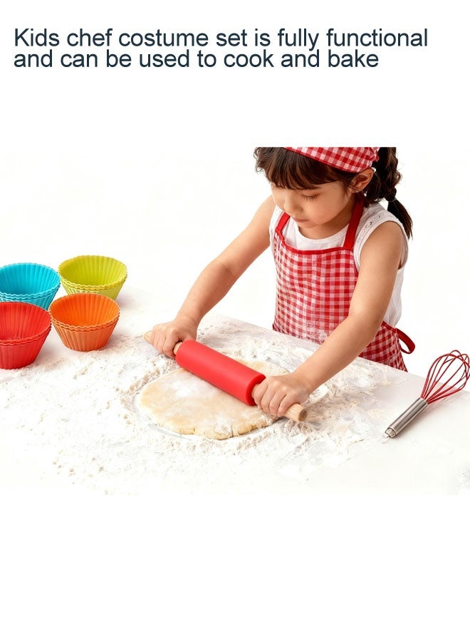 Kitchen Cooking Playset, Kids Cooking Set With Apron, Complete Kids Chefs Cooking Play Set With Dress Up Costume,Chef Role Play Set with Rolling pin, Stamp, Whisk, Pretend Kitchen Accessories, Kids Kitchen Pretend Play Toys Set, Educational Early Age Basic Skills Development Gift For Toddlers Children - Image 5