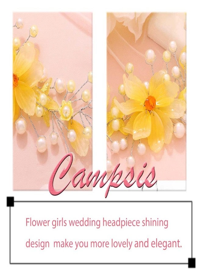 كامبسيس طوق رأس من الكريستال الأصفر من كامبسيس، إكسسوارات شعر مثالية للفتيات في أول مناولة أولى. - Image 2