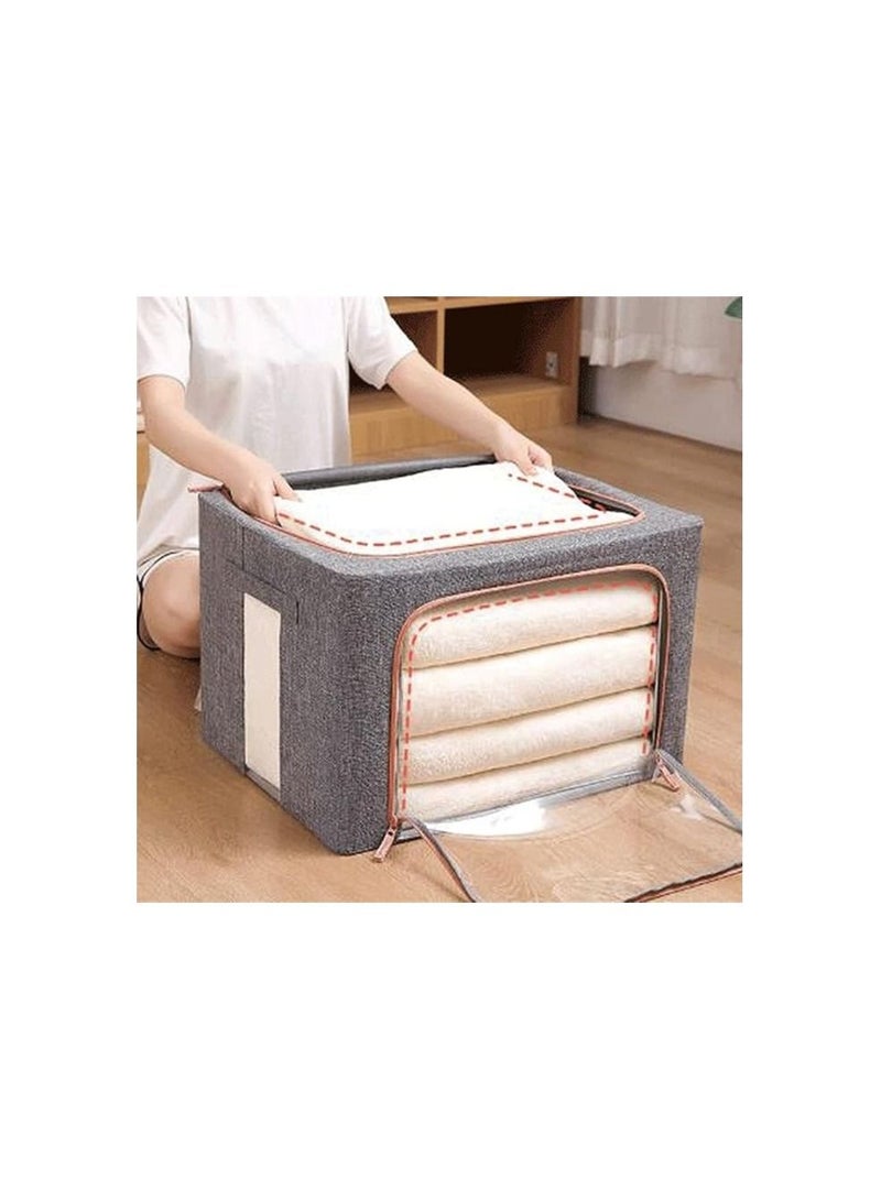 Large Capacity Clothes Storage Organizer Stackable Storage Bags with Foldable Metal Frame,Zipper,Handles And Transparent Window - Image 1