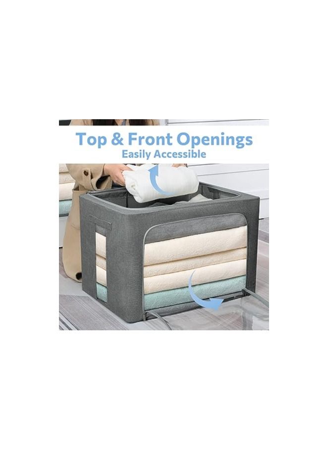 Large Capacity Clothes Storage Organizer Stackable Storage Bags with Foldable Metal Frame,Zipper,Handles And Transparent Window - Image 2