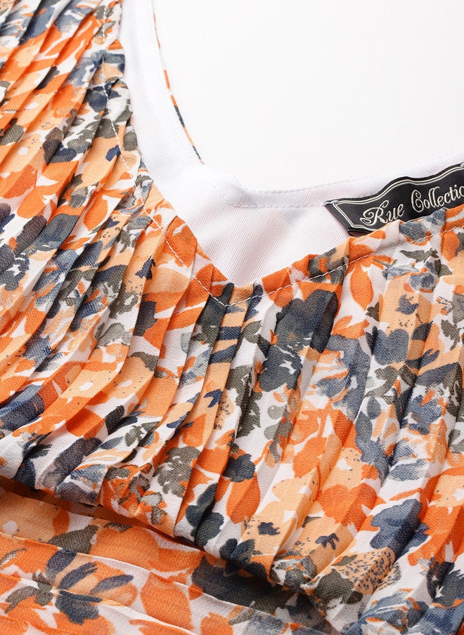 Rue Collection فستان ميني مزخرف بالأزهار بتفاصيل مطوية للنساء - Image 2
