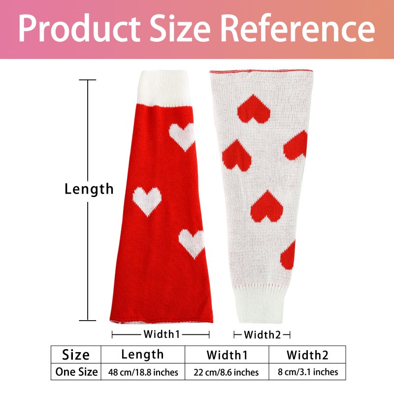 Junely Leg Warmers for Women Winter Kawaii Leg Warmer Cute Heart Legwarmers Japanese Socks Valentines Day Halloween Emo Lolita Gyaru Harajuku Accessories Red - Image 5