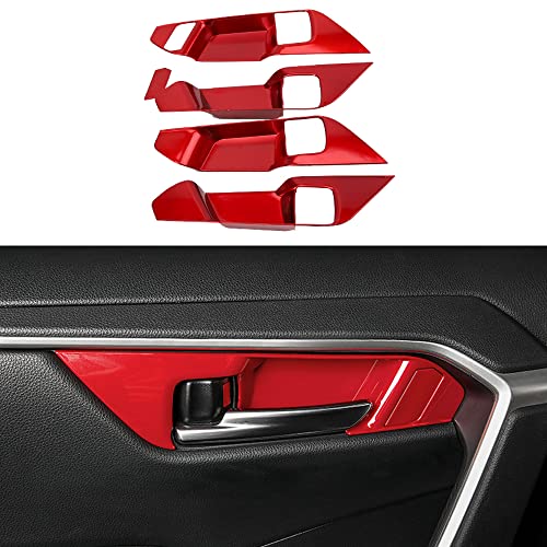 XITER 4pcs Red ABS Inner Door Handle Decoration Cover Door Bowl Trim for Toyota RAV4 2019 2020 2021 2022 2023 2024 2025 - Image 1