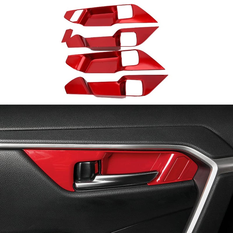 XITER 4pcs Red ABS Inner Door Handle Decoration Cover Door Bowl Trim for Toyota RAV4 2019 2020 2021 2022 2023 2024 2025 - Image 3