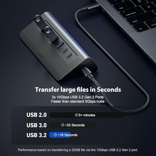 TRENFI 10-in-1 USB C Hub with Detachable Cable, USB 3.2 Gen2 10Gbps, 4K 60Hz HDMI, 100W PD, SD/TF Reader - Aluminum Docking Station for Laptop, PC, MacBook Pro/Air M1-M5, Mac mini, iPad Pro - Image 3