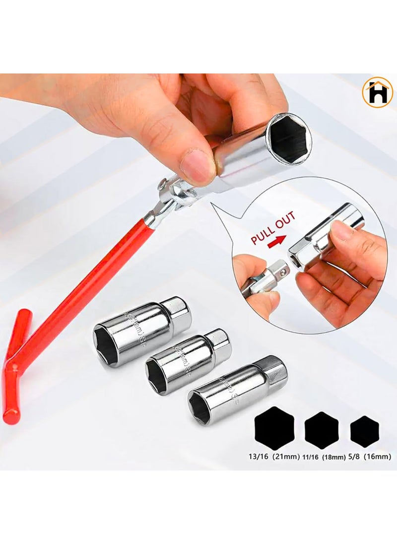 Homdum - Homdum Universal Spark Plug Socket Wrench Spark Plug Removal Tool THandle 360 Spark Plug Socket 161821MM - Image 1