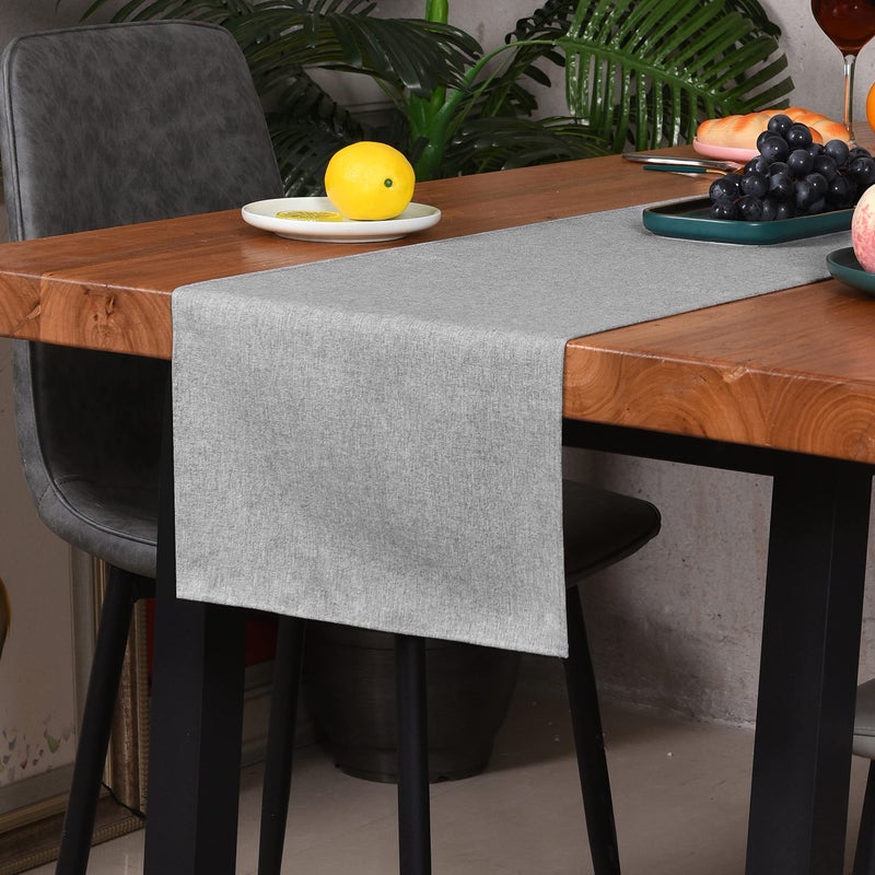 Winotic Table Runner 13 x 72 Inches Long, Cotton Linen Farmhouse Style Grey Table Linen for Kitchen Dining Coffee Table Parties Wedding Home Decor (Modern-Grey, 13â€ x 72â€) - Image 2