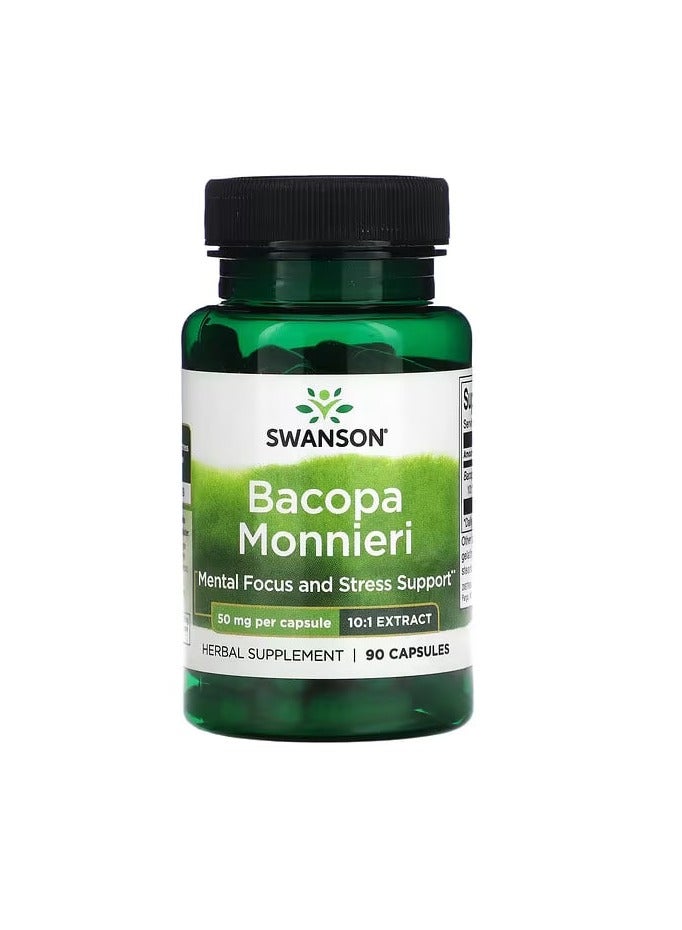 SWANSON Bacopa Monnieri Herbal Supplement - 50 mg Per Capsule 90 Capsules