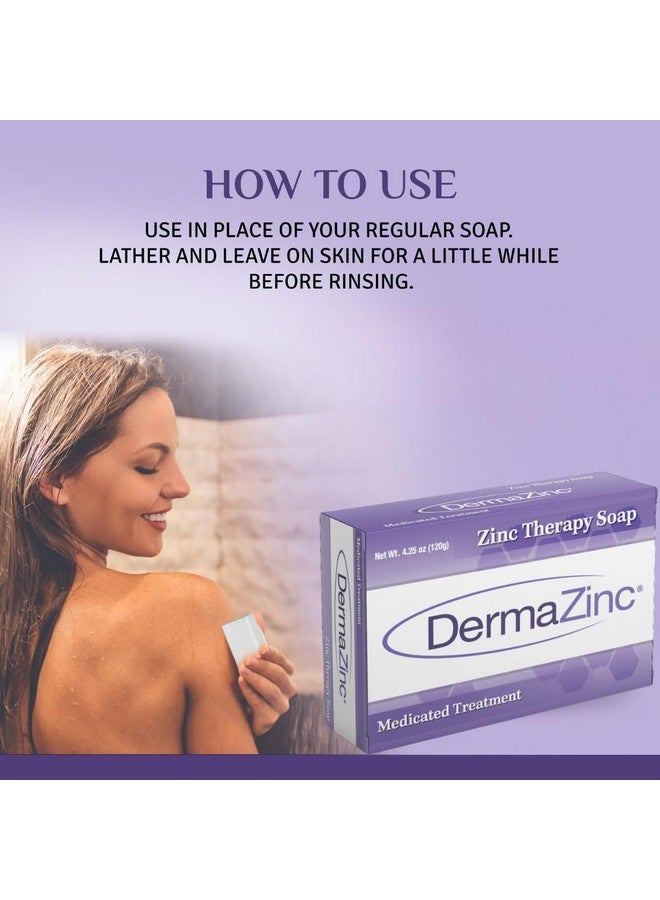 dermazinc DermaZinc Zinc Therapy Soap 4.25 Ounce (120 gram) Bar - 3 Pack - Image 3