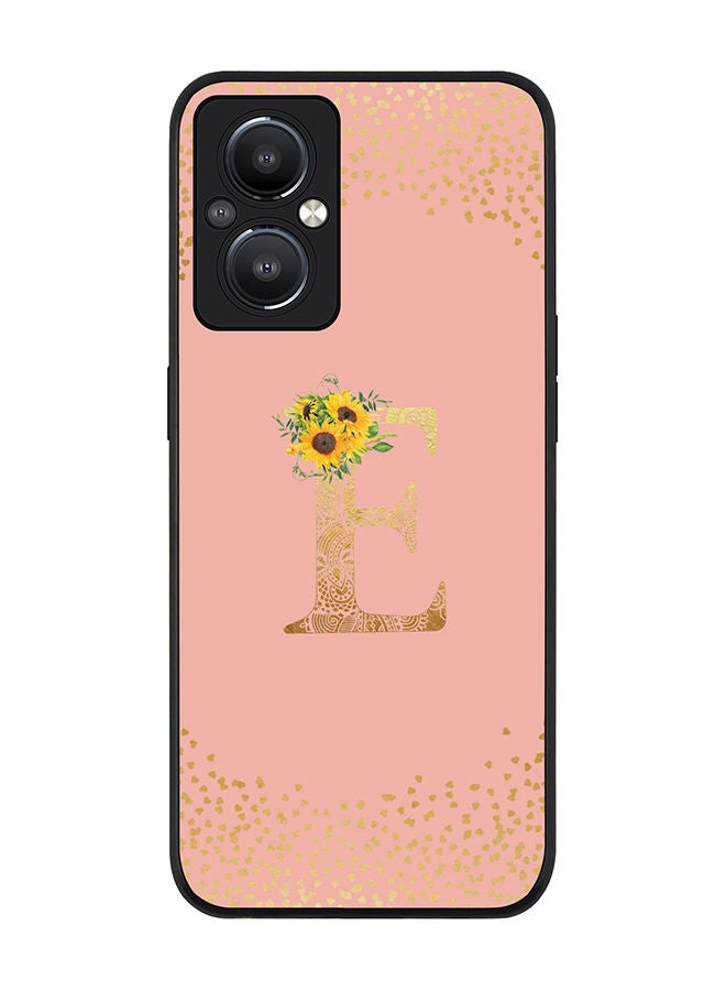Stylizedd Rugged Black edge case for OnePlus Nord N20 5G Slim fit Soft Case Flexible Rubber Edges Anti Drop TPU Gel Thin Cover - Custom Monogram Initial Letter Floral Pattern Alphabet - E (Rose Pink ) - Image 1
