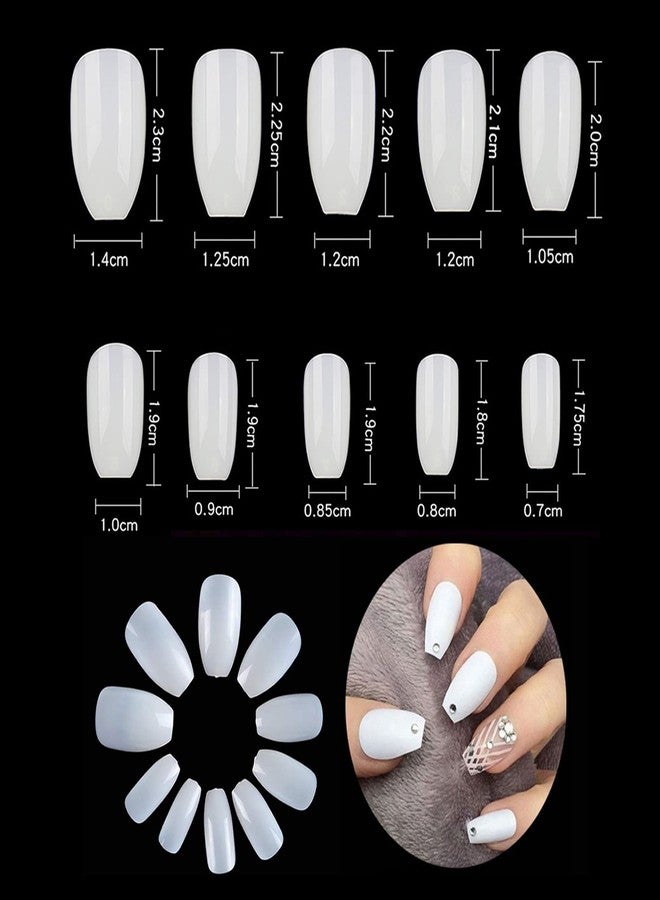 Beuniar Acrylic Nails Tips Short Coffin 500PCS Ballerina Artificial False Nail Tip Full Cover 10 Sizes with Box for Art Salons & Home DIY (Natural) - Image 4
