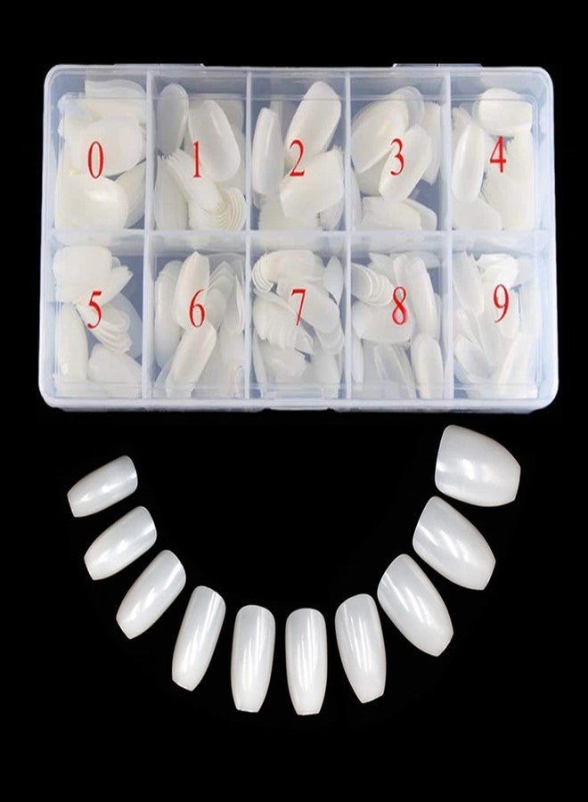Beuniar Acrylic Nails Tips Short Coffin 500PCS Ballerina Artificial False Nail Tip Full Cover 10 Sizes with Box for Art Salons & Home DIY (Natural) - Image 3