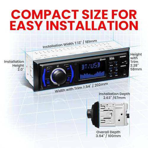 BOSS Audio Systems 616UAB Car Stereo With Bluetooth - Single DIN, MP3, USB, Aux-in, AM/FM, No CD DVD Player - Image 2