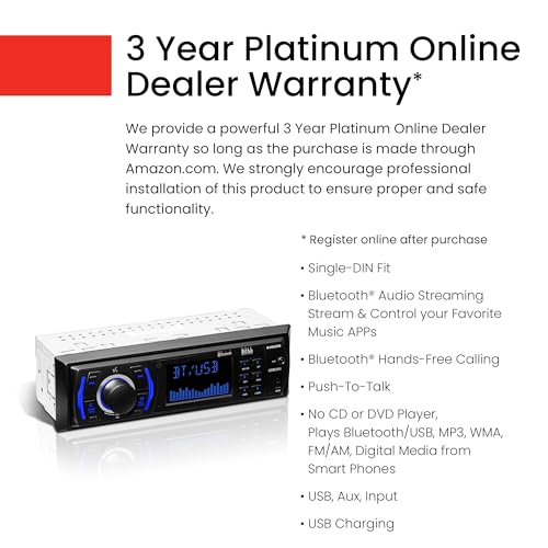 BOSS Audio Systems 616UAB Car Stereo With Bluetooth - Single DIN, MP3, USB, Aux-in, AM/FM, No CD DVD Player - Image 3