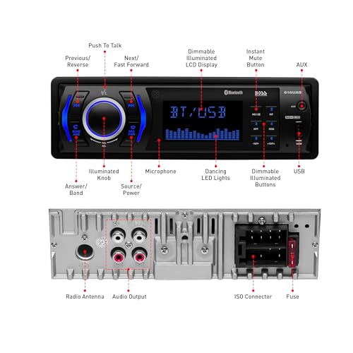 BOSS Audio Systems 616UAB Car Stereo With Bluetooth - Single DIN, MP3, USB, Aux-in, AM/FM, No CD DVD Player - Image 5