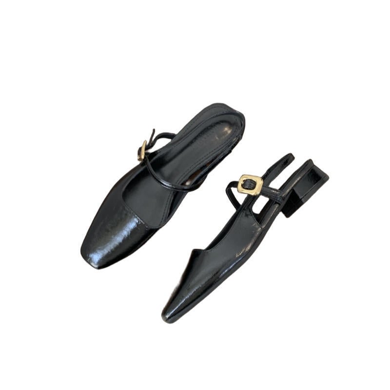 Women's Flat Loafer Shoes with Metal Buckle and Bow - Image 5