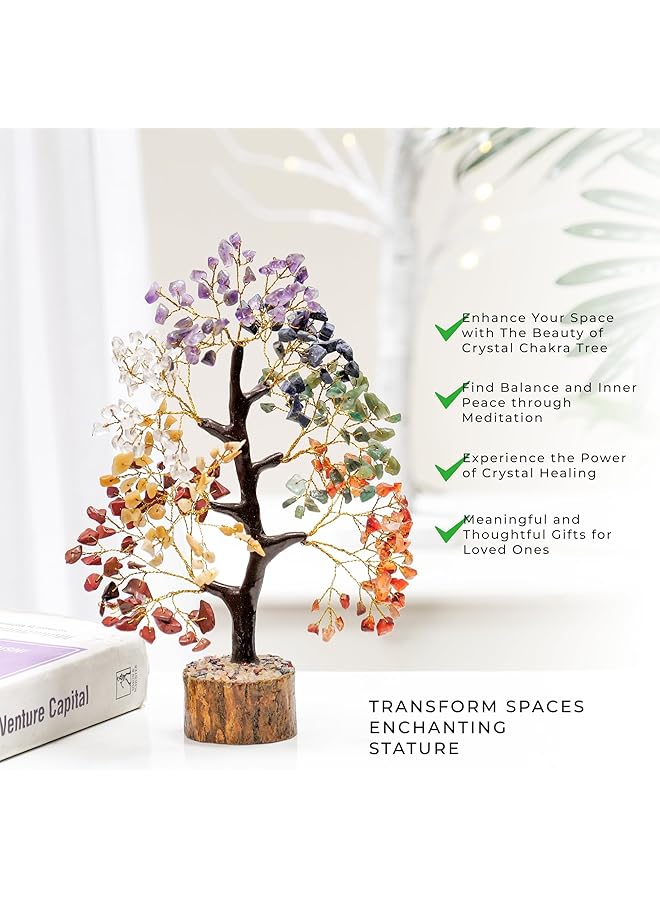 Seven Chakra Crystal Tree Lucky Crystal Tree Gemstone Chakra Tree Chakra Stone Tree Gemstone Tree Spiritual Crystal Tree Of Life Crystal Decoration For Desk Money Tree Home Gifts - Image 3