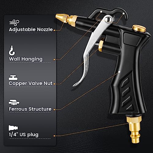 SARDVISA Industrial Air Blow Gun with Adjustable Brass Air Nozzle, Premium Air Blower Gun with 2 Pcs Steel Air Flow Extensions and 1/4" NPT Standard Quick Plug, Pneumatic Air Compressor Accessory Tool - Image 2