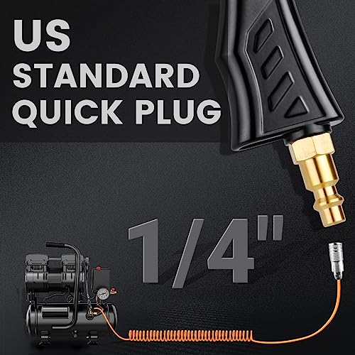 SARDVISA Industrial Air Blow Gun with Adjustable Brass Air Nozzle, Premium Air Blower Gun with 2 Pcs Steel Air Flow Extensions and 1/4" NPT Standard Quick Plug, Pneumatic Air Compressor Accessory Tool - Image 3
