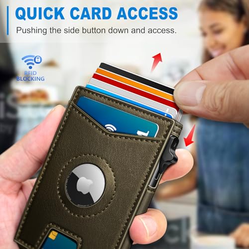 miyozi Airtag Wallet for Men,with Money Clip Gift Boxed,Slim Front Pocket Wallet RFID Blocking Metal Case Smart Pop-up Credit Card Holder in Magnetic Leather Flip - Image 5