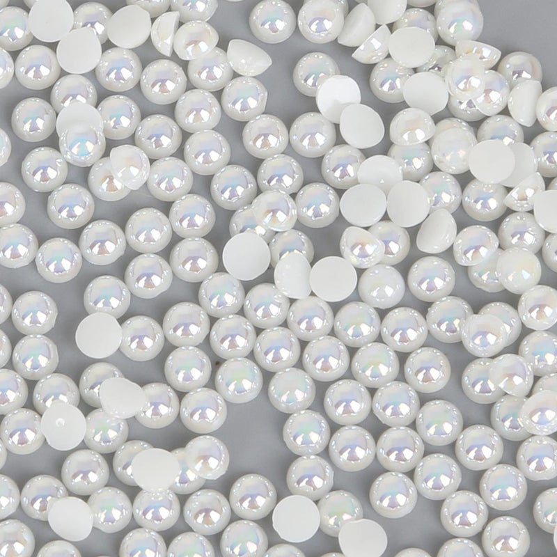 Generic DIY handmade bow hair accessories material half face ABS imitation pearl patch half round flat bottom color beads accessories 4mm beige 1000p/bag 
