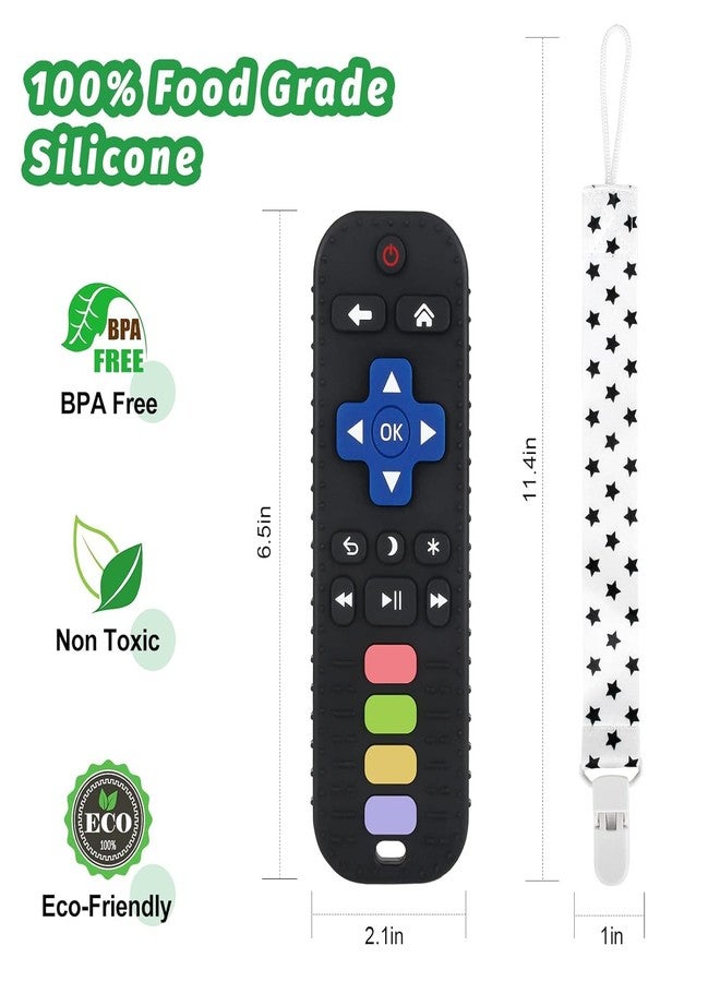 Styllent Baby Teething Toy & Pacifier Clip Set - Black Silicone Remote Teether for 3-24 Months, 100% Food Grade, BPA Free, with Durable Adjustable Pacifier Holder for Stroller, Car Seat & High Chair - Image 2