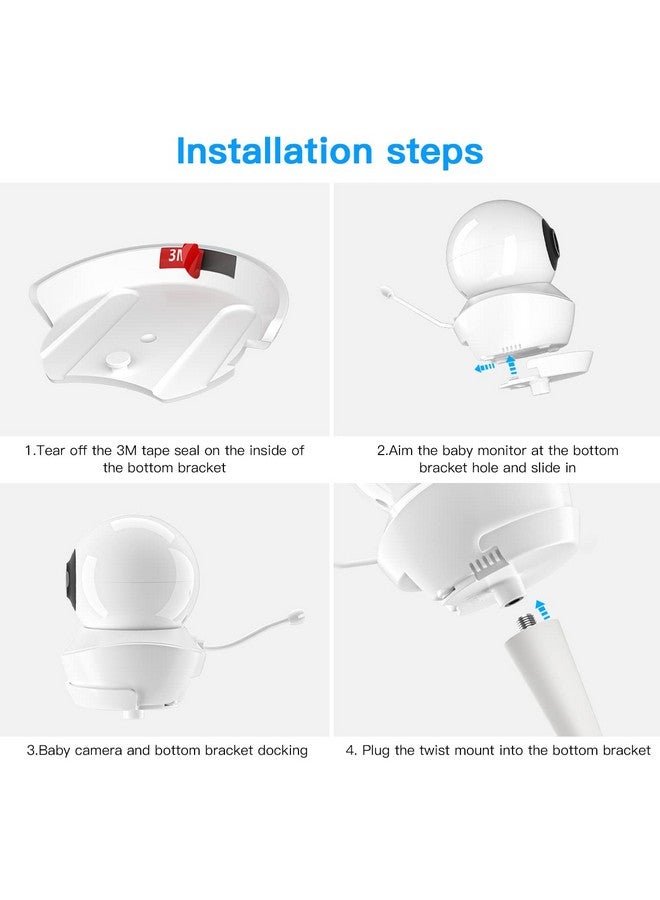 HOLACA HOLACA Flexible Mount Crib Mount for Babysense Max View Monitor Babysense 5" HD 5.5''1080p Full HD Babysense HD S2/V43/ Video Baby Monitor - Twist Versatile Mounting Kit - Image 3