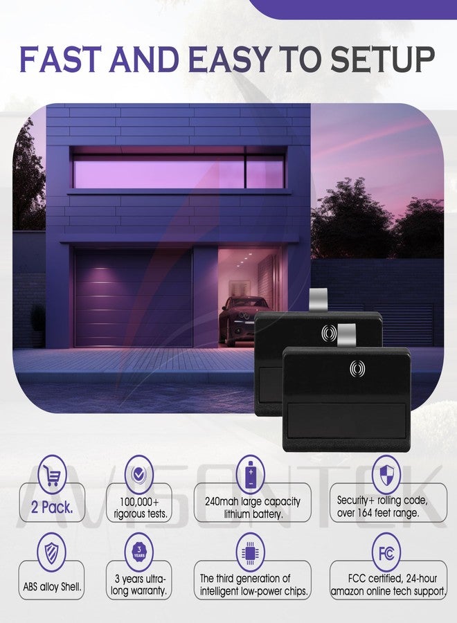 Avisontek 2 for 371LM 950CD Liftmaster Chamberlain Garage Door Opener Remote Purple Learn Button Security+ 315MHZ 3-Year-Warranty - Image 3
