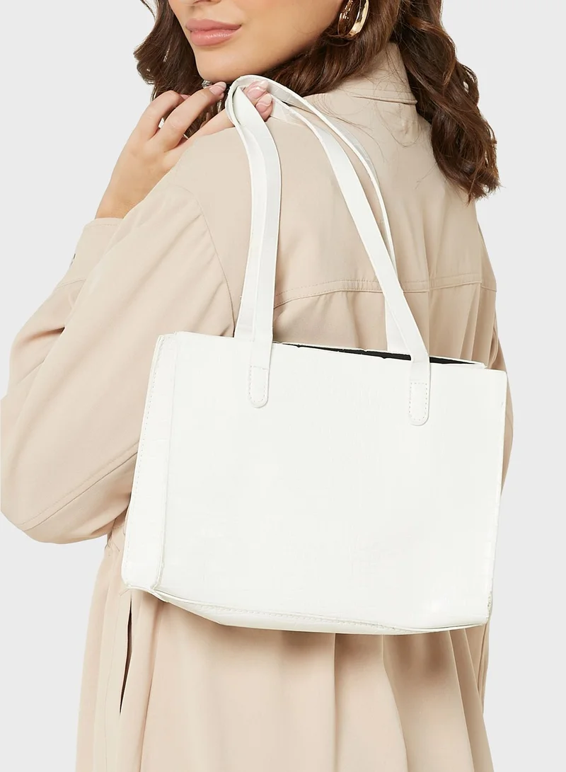 ELLA Croc Effect Tote With Pouch
