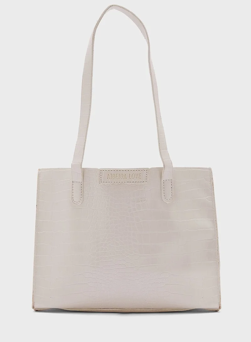 ELLA Croc Effect Tote With Pouch