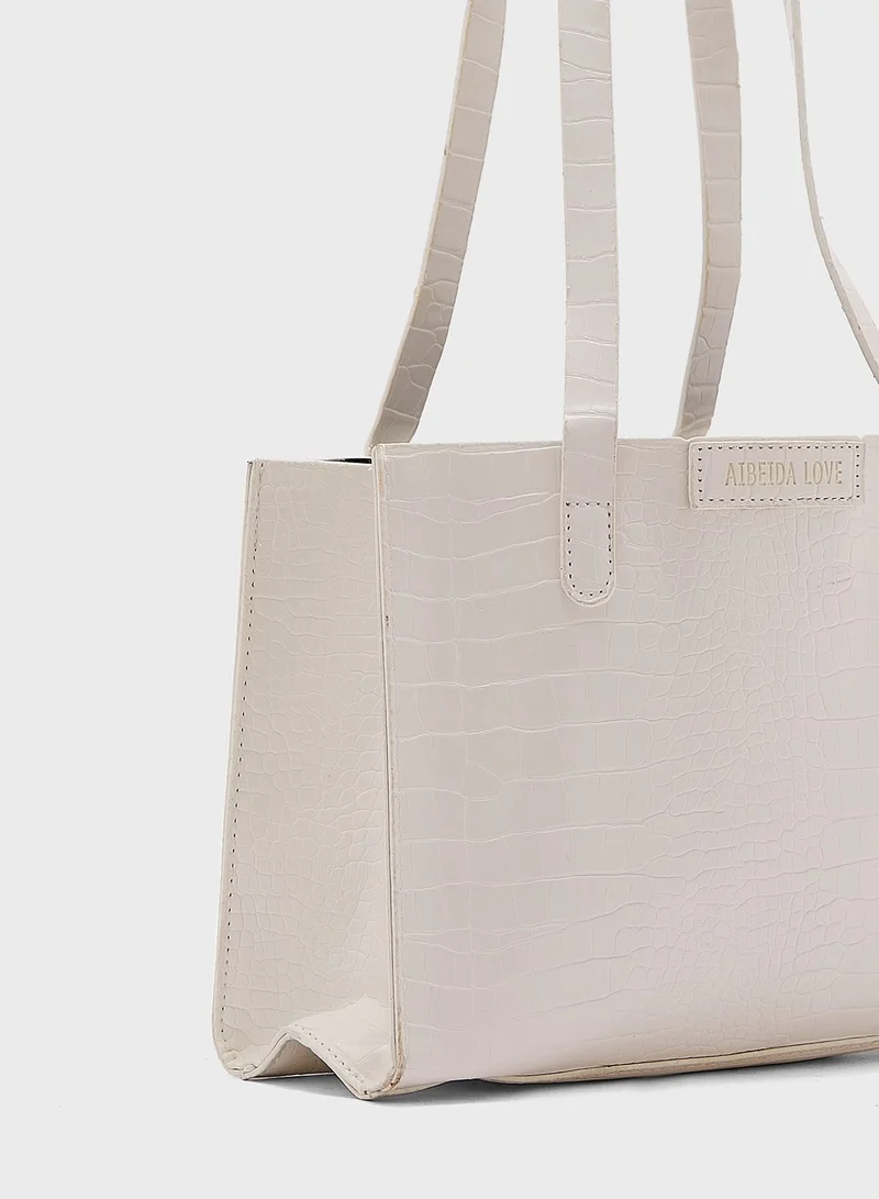 ELLA Croc Effect Tote With Pouch