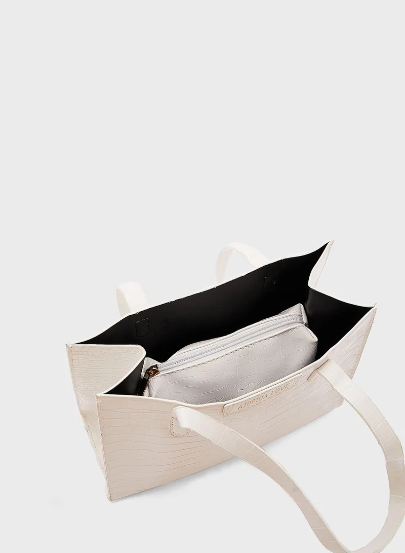 ELLA Croc Effect Tote With Pouch
