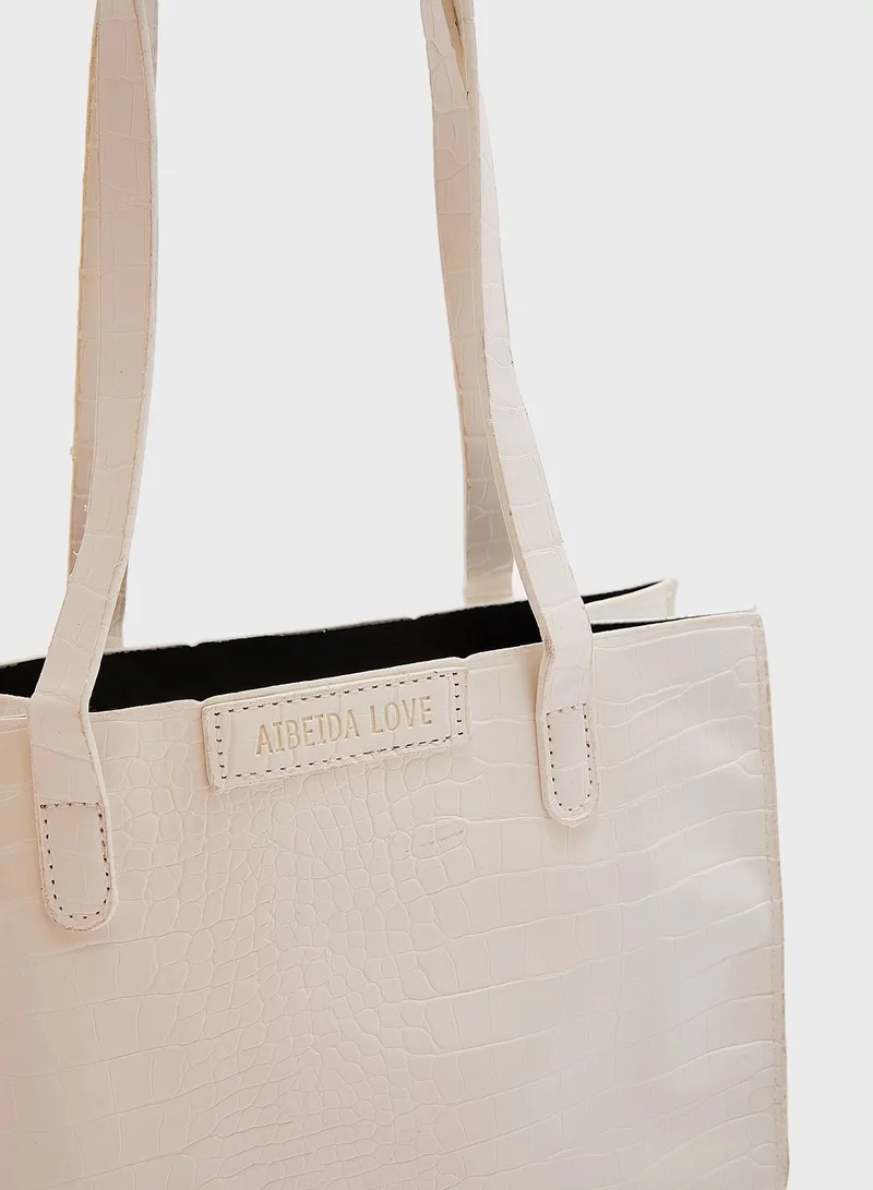 ELLA Croc Effect Tote With Pouch