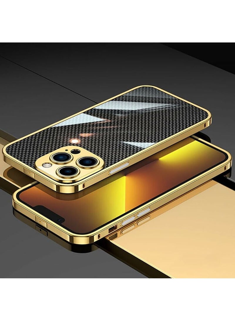 Color Fans حافظة هاتف لهاتف iPhone 13 Pro مقاس 6.1 بوصة، غطاء حماية ذهبي - Image 1