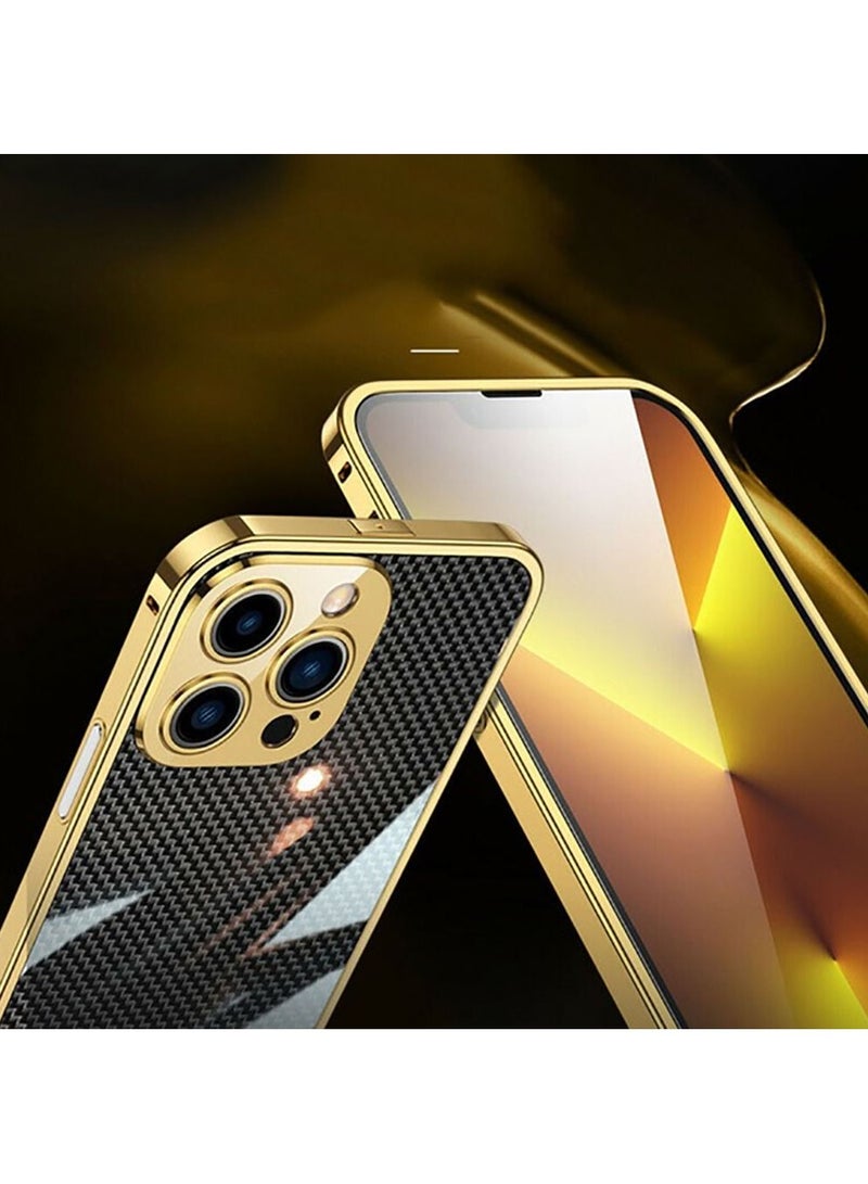 Color Fans حافظة هاتف لهاتف iPhone 13 Pro مقاس 6.1 بوصة، غطاء حماية ذهبي - Image 4